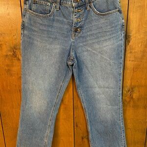 J. Crew Mid-Rise Flare Crop Jeans in Blue